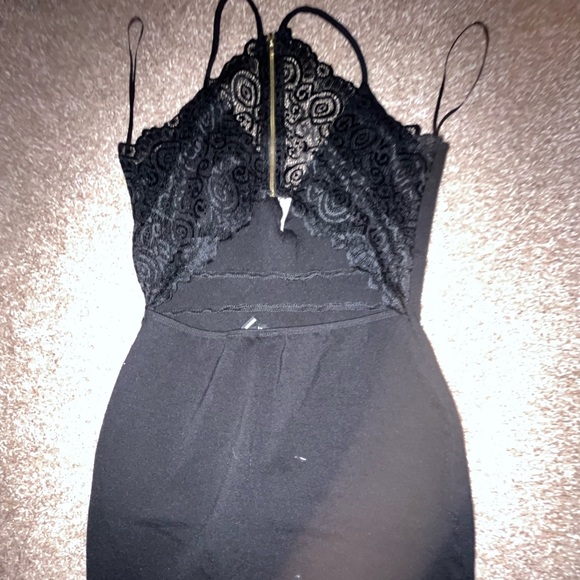 Black mini Lace Back Dress size S - Picture 2 of 3